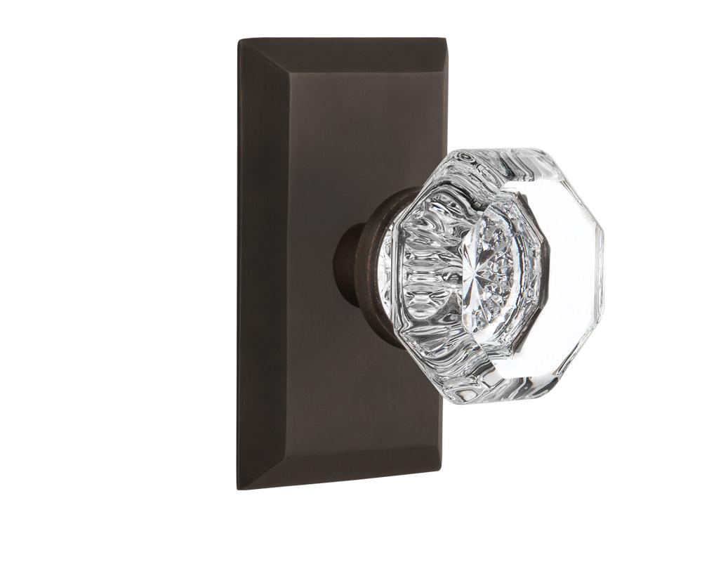 Nostalgic Warehouse Studio Plate Single Dummy Waldorf Door Knob in Oil-Rubbed Bronze