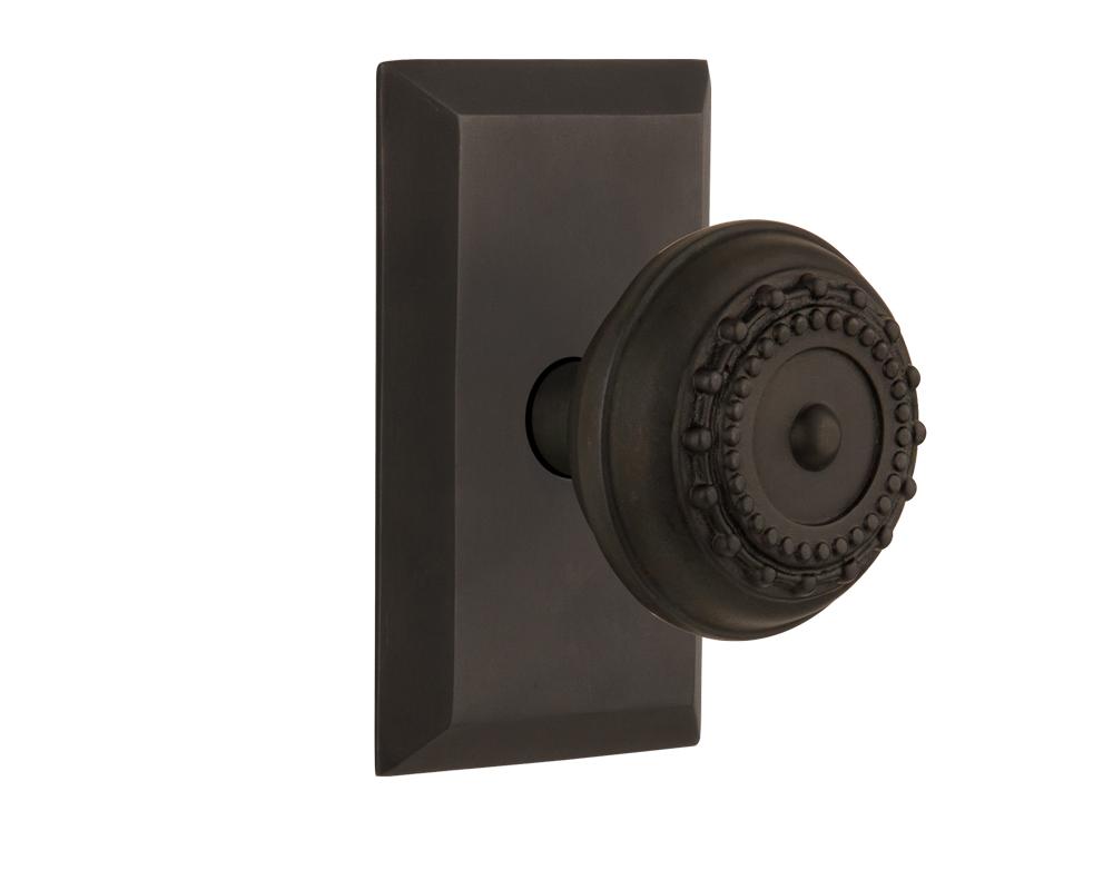 Nostalgic Warehouse Studio Plate Double Dummy Meadows Door Knob in Oil-Rubbed Bronze