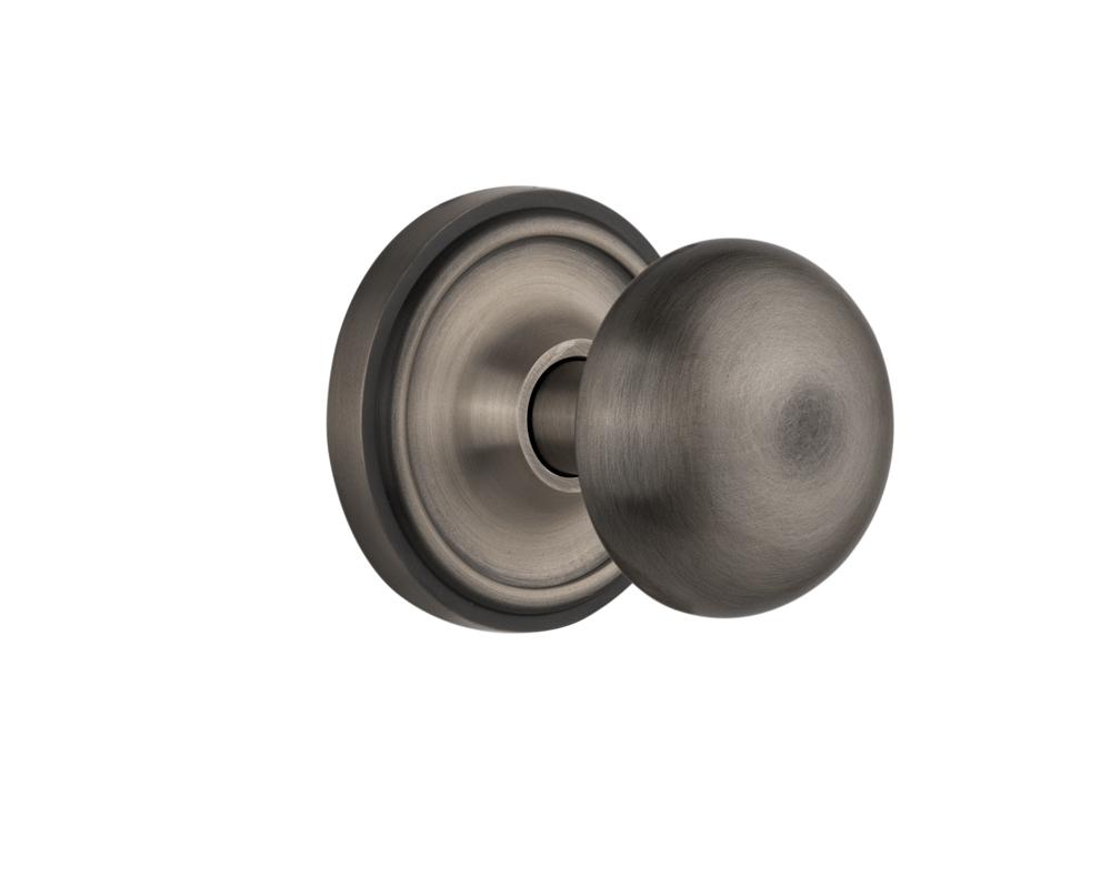 Nostalgic Warehouse Classic Rosette Privacy New York Door Knob in Antique Pewter