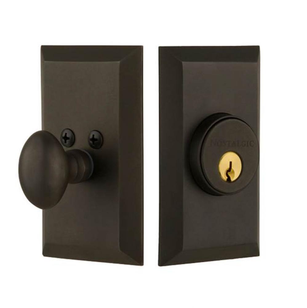 Nostalgic Warehouse Studio Plate Single Cylinder Deadbolt in Oil-Rubbed Bronze