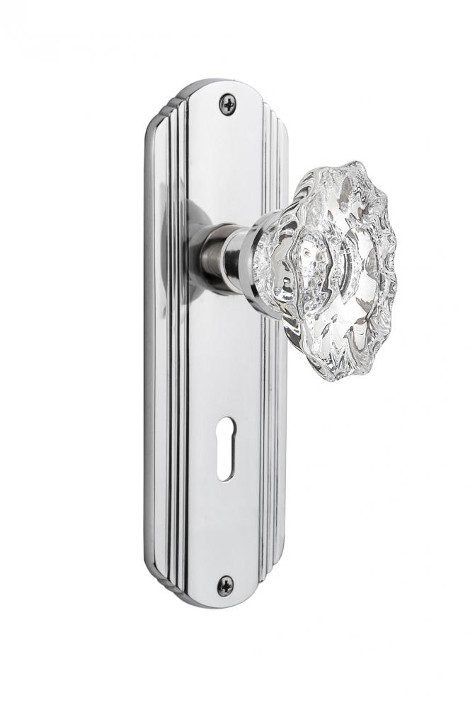 Nostalgic Warehouse Deco Plate with Keyhole Passage Chateau Door Knob in Bright Chrome