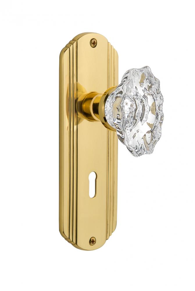 Nostalgic Warehouse Deco Plate with Keyhole Passage Chateau Door Knob in Polished Brass