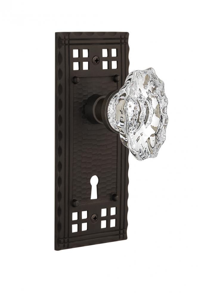 Nostalgic Warehouse Craftsman Plate with Keyhole Passage Chateau Door Knob in Oil-Rubbed Bronze