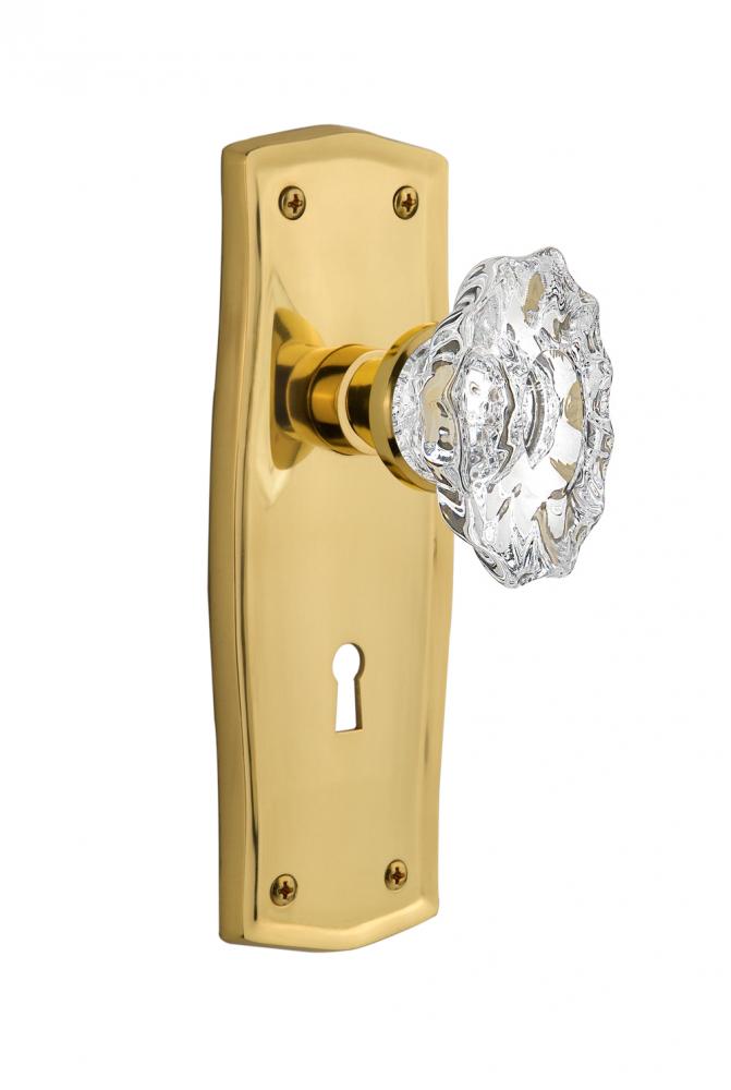 Nostalgic Warehouse Prairie Plate with Keyhole Single Dummy Chateau Door Knob in Polished Brass