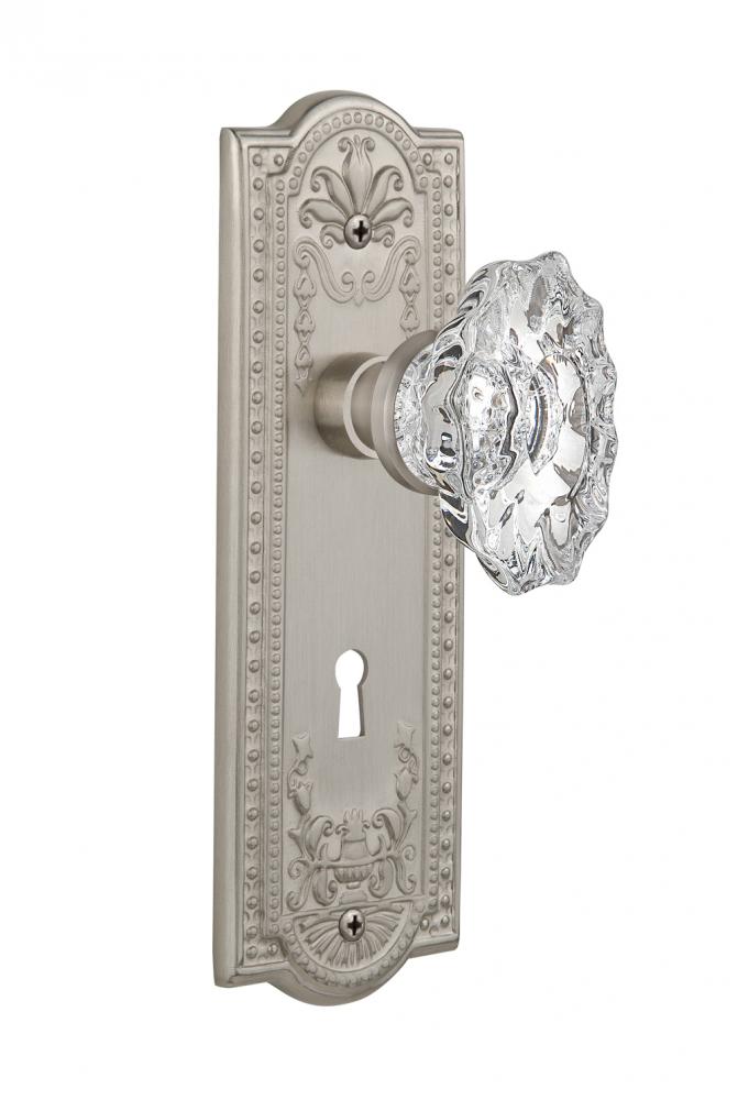 Nostalgic Warehouse Meadows Plate with Keyhole Double Dummy Chateau Door Knob in Satin Nickel