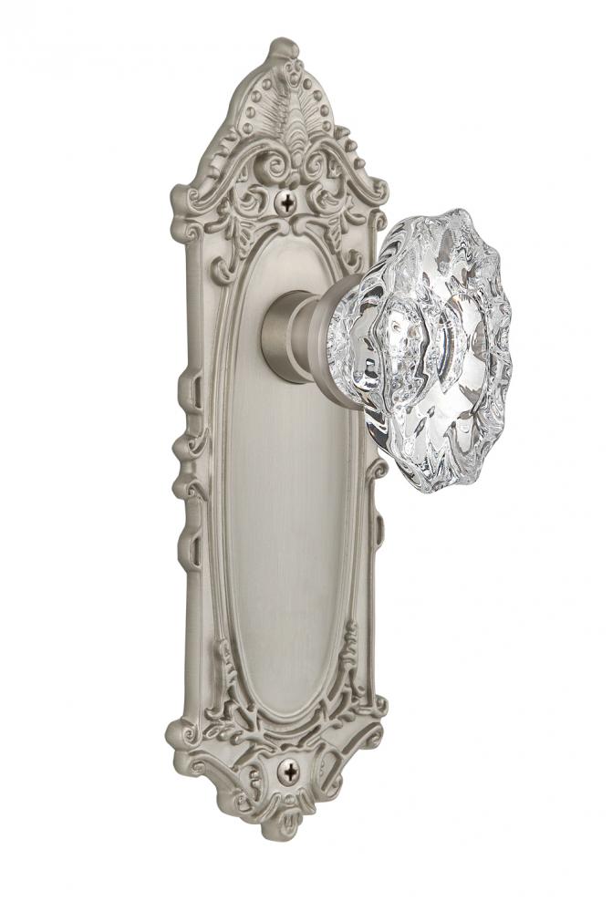 Nostalgic Warehouse Victorian Plate Privacy Chateau Door Knob in Satin Nickel