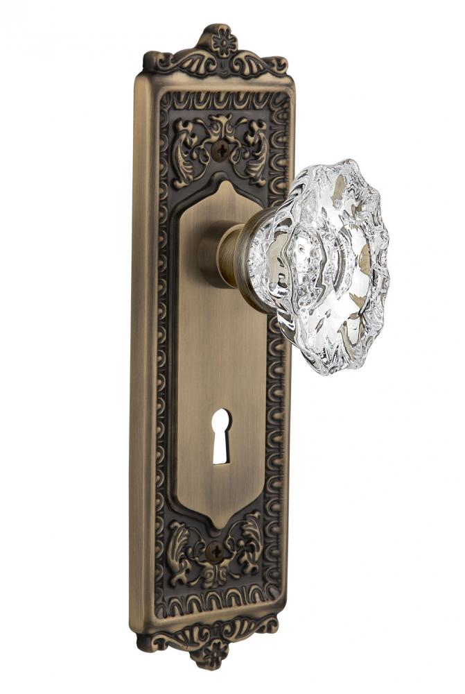 Nostalgic Warehouse Egg & Dart Plate with Keyhole Privacy Chateau Door Knob in Antique Brass