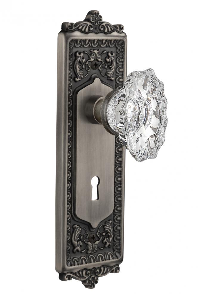 Nostalgic Warehouse Egg & Dart Plate with Keyhole Privacy Chateau Door Knob in Antique Pewter