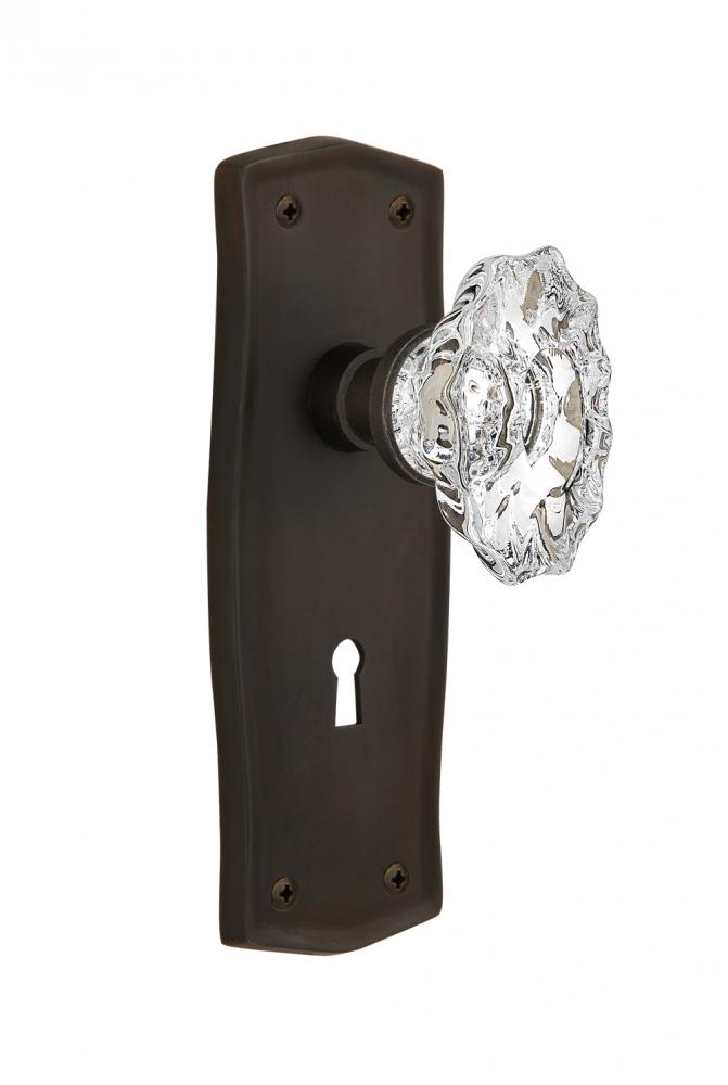Nostalgic Warehouse Prairie Plate with Keyhole Privacy Chateau Door Knob in Oil-Rubbed Bronze