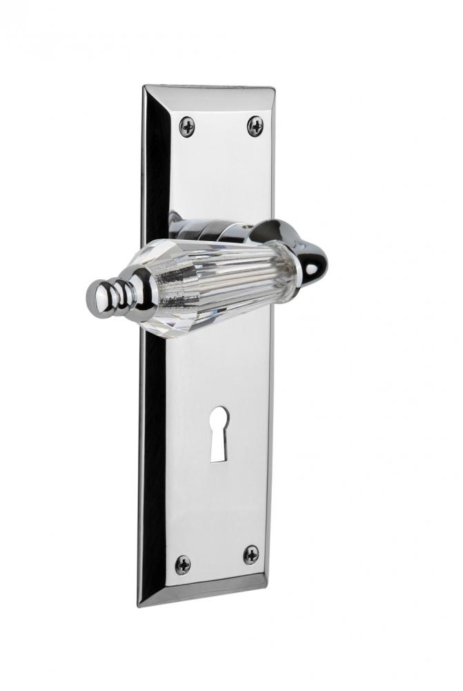 Nostalgic Warehouse New York Plate with Keyhole Passage Parlor Lever in Bright Chrome