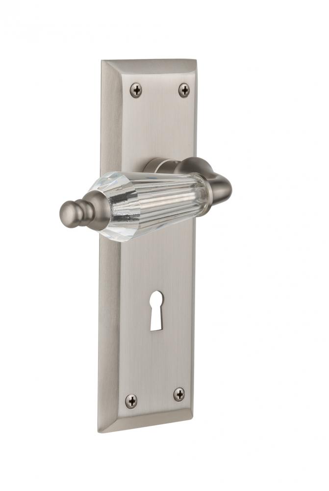 Nostalgic Warehouse New York Plate with Keyhole Passage Parlor Lever in Satin Nickel