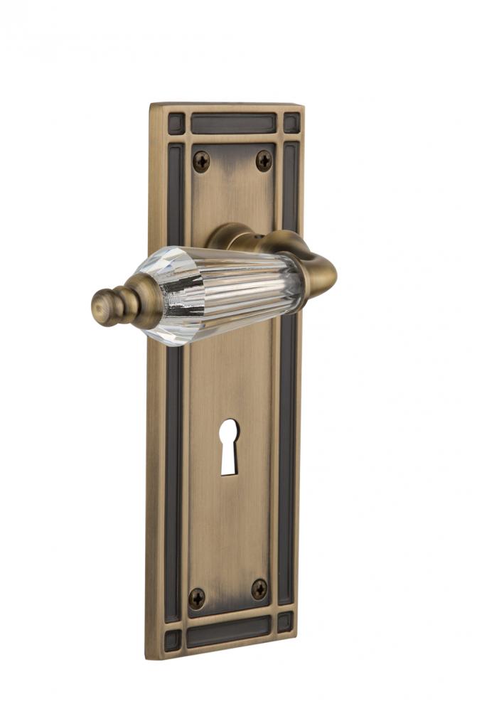 Nostalgic Warehouse Mission Plate with Keyhole Passage Parlor Lever in Antique Brass