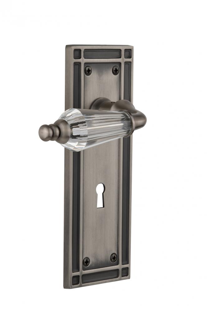 Nostalgic Warehouse Mission Plate with Keyhole Single Dummy Parlor Lever in Antique Pewter