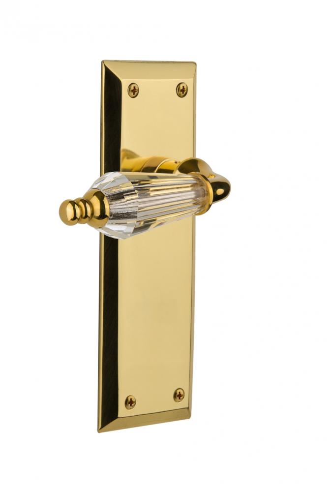 Nostalgic Warehouse New York Plate Privacy Parlor Lever in Unlacquered Brass