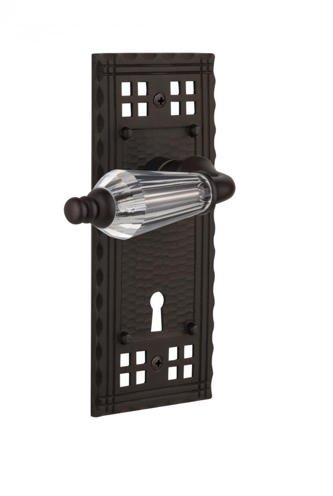 Nostalgic Warehouse Craftsman Plate with Keyhole Privacy Parlor Lever in Oil-Rubbed Bronze