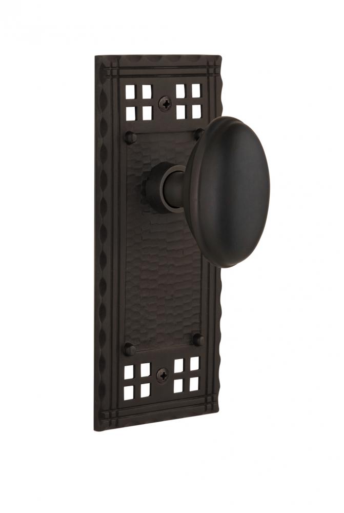 Nostalgic Warehouse Craftsman Plate Privacy Homestead Door Knob in Oil-Rubbed Bronze