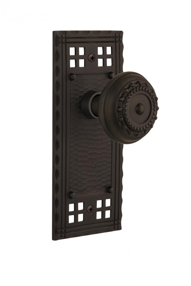 Nostalgic Warehouse Craftsman Plate Privacy Meadows Door Knob in Oil-Rubbed Bronze