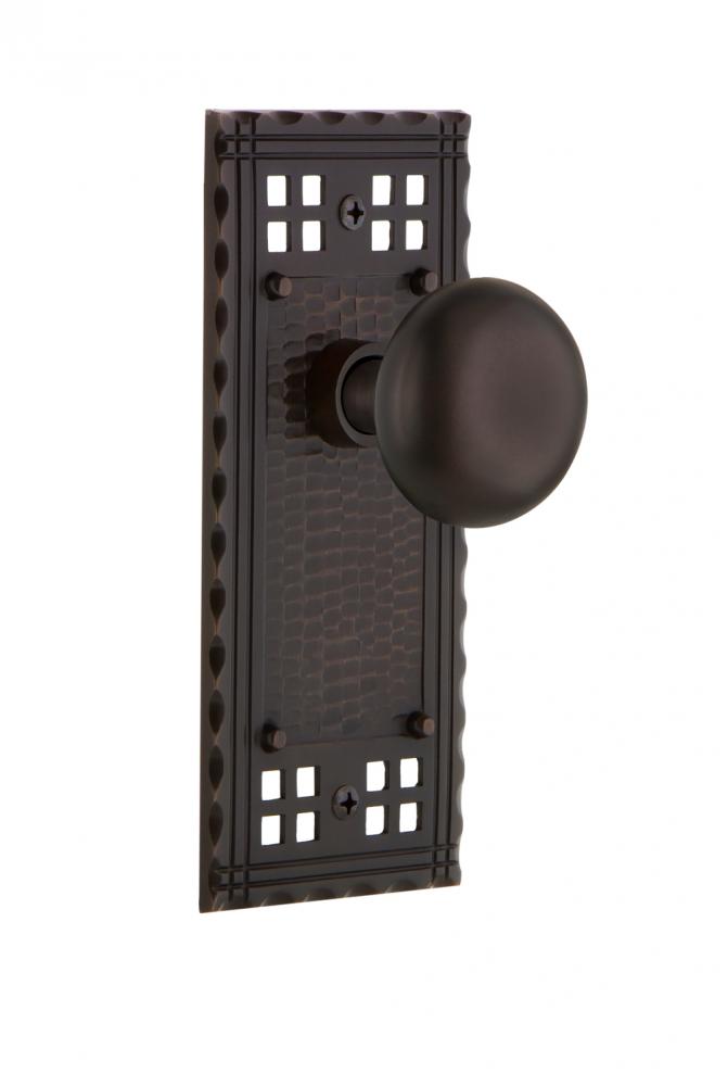Nostalgic Warehouse Craftsman Plate Privacy New York Door Knob in Timeless Bronze