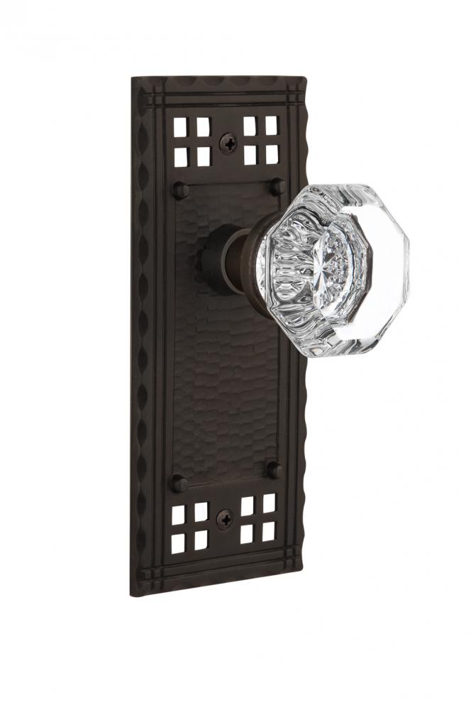 Nostalgic Warehouse Craftsman Plate Privacy Waldorf Door Knob in Oil-Rubbed Bronze