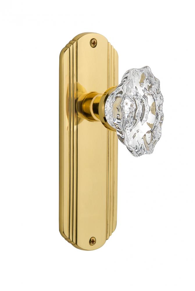 Nostalgic Warehouse Deco Plate Privacy Chateau Door Knob in Unlacquered Brass