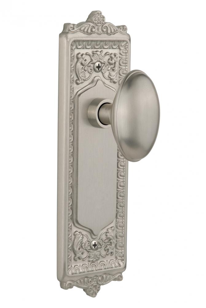 Nostalgic Warehouse Egg & Dart Plate Privacy Homestead Door Knob in Satin Nickel