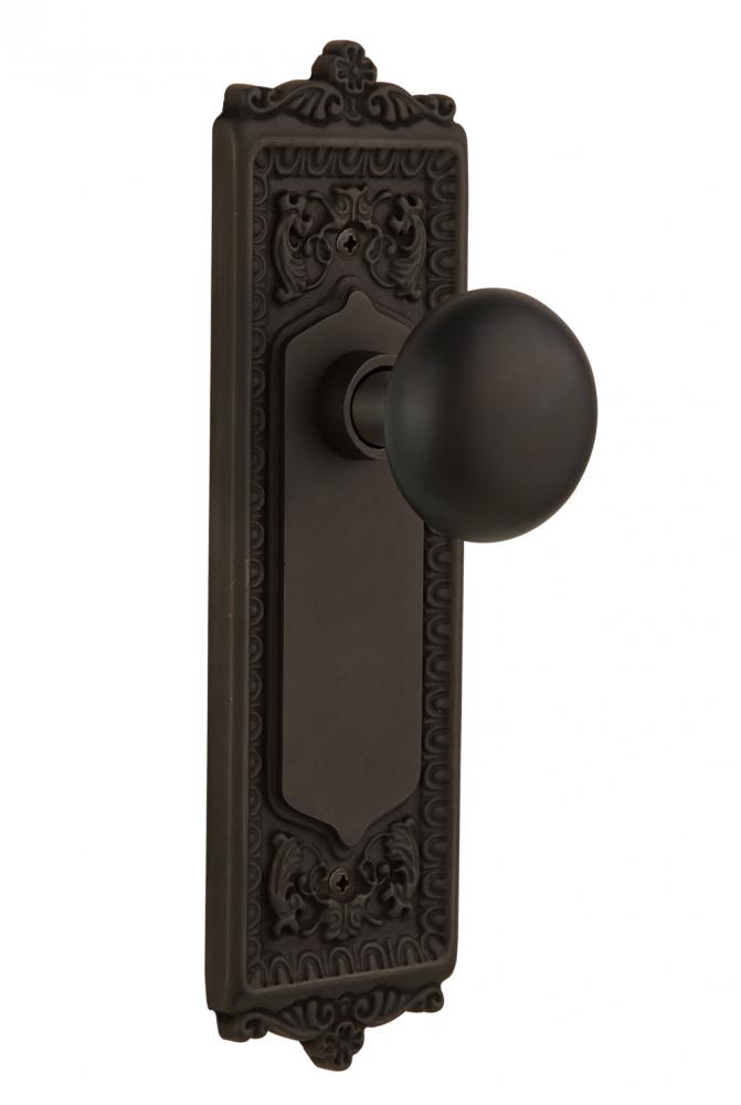 Nostalgic Warehouse Egg & Dart Plate Privacy New York Door Knob in Oil-Rubbed Bronze