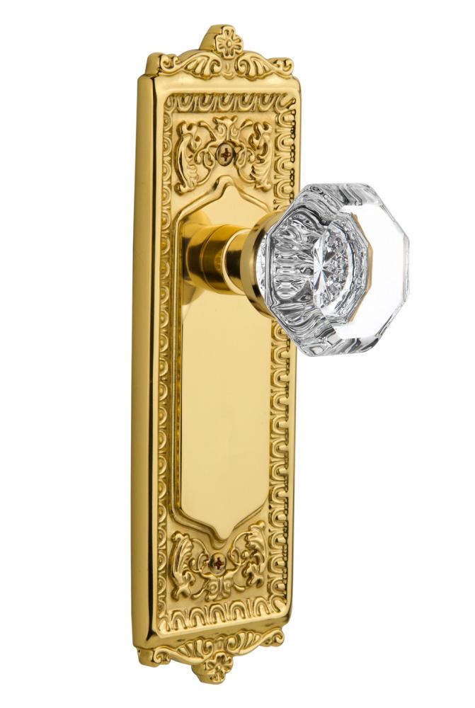 Nostalgic Warehouse Egg & Dart Plate Privacy Waldorf Door Knob in Unlacquered Brass