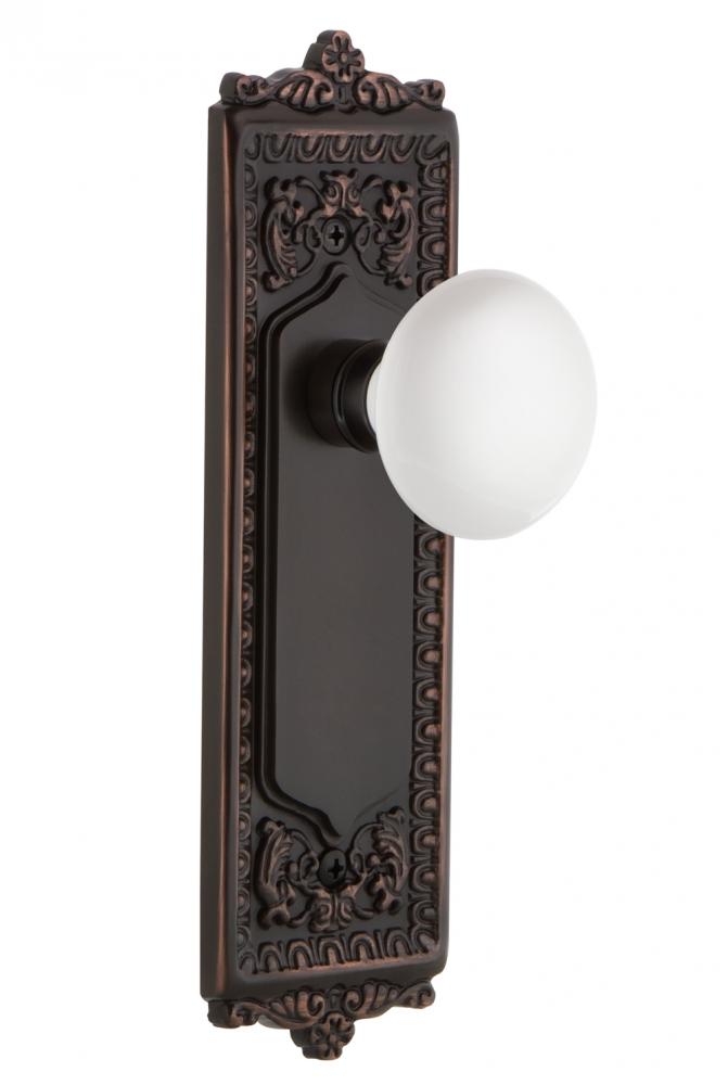 Nostalgic Warehouse Egg & Dart Plate Privacy White Porcelain Door Knob in Timeless Bronze