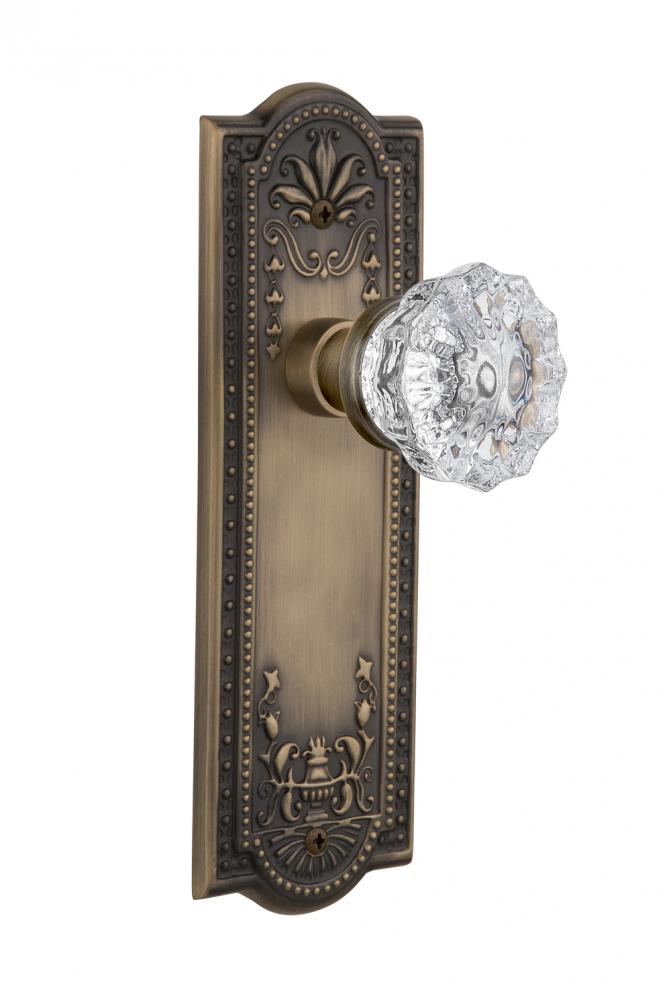 Nostalgic Warehouse Meadows Plate Privacy Crystal Glass Door Knob in Antique Brass