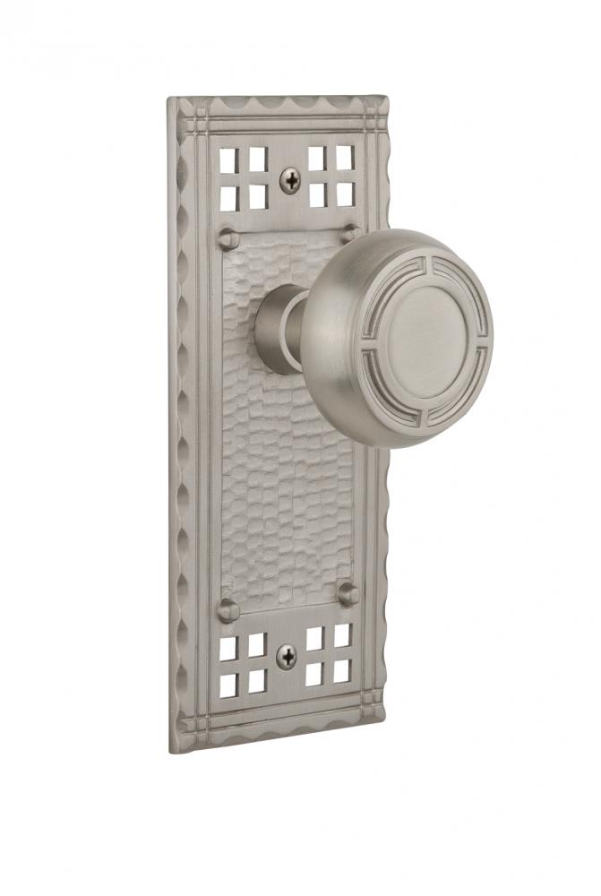 Nostalgic Warehouse Craftsman Plate Passage Mission Door Knob in Satin Nickel