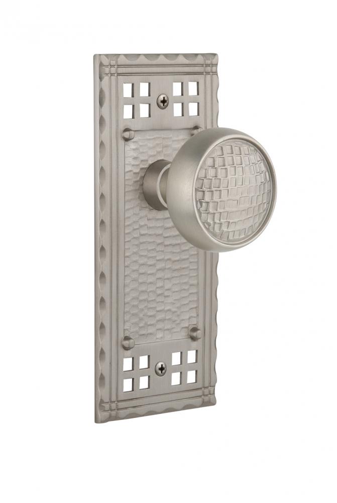 Nostalgic Warehouse Craftsman Plate Single Dummy Craftsman Door Knob in Satin Nickel
