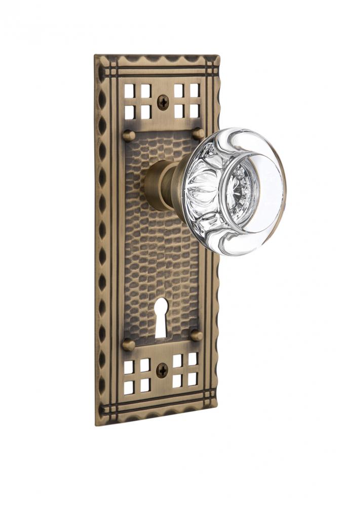 Nostalgic Warehouse Craftsman Plate with Keyhole Single Dummy Round Clear Crystal Glass Door Knob