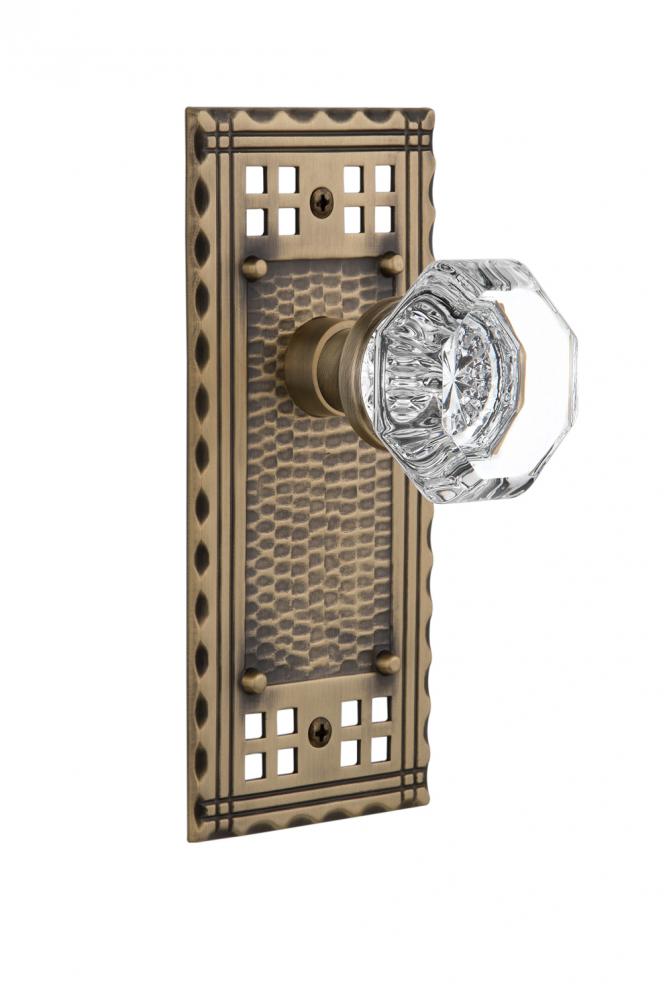 Nostalgic Warehouse Craftsman Plate Double Dummy Waldorf Door Knob in Antique Brass