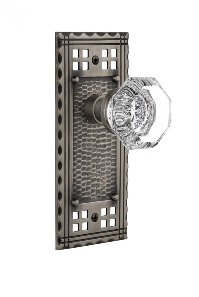 Nostalgic Warehouse Craftsman Plate Double Dummy Waldorf Door Knob in Antique Pewter