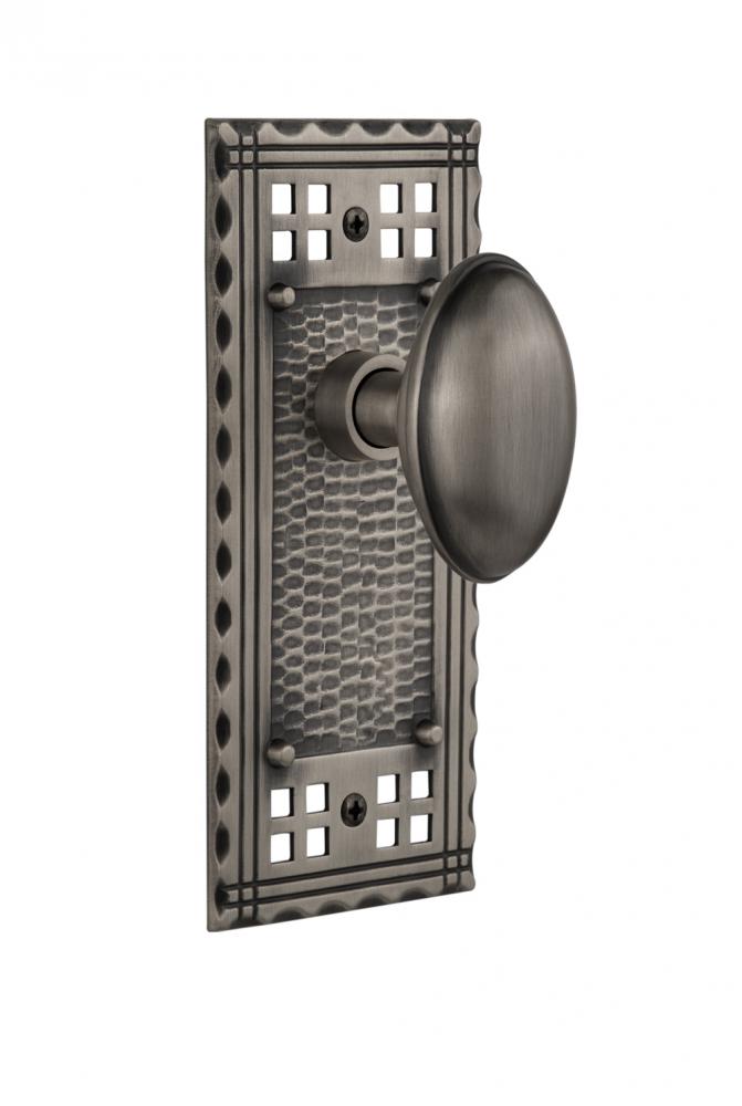 Nostalgic Warehouse Craftsman Plate Privacy Homestead Door Knob in Antique Pewter