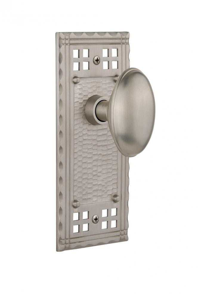 Nostalgic Warehouse Craftsman Plate Privacy Homestead Door Knob in Satin Nickel