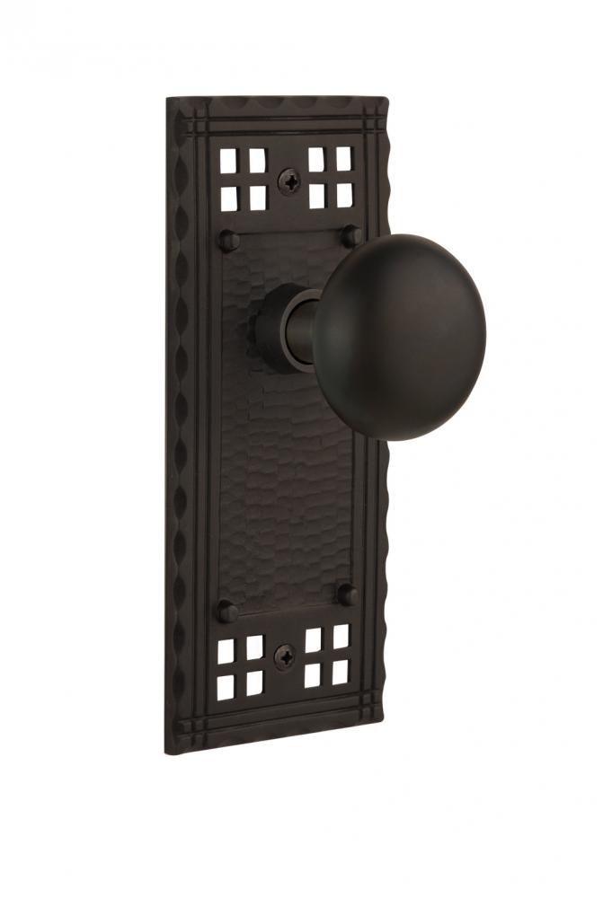 Nostalgic Warehouse Craftsman Plate Privacy New York Door Knob in Oil-Rubbed Bronze
