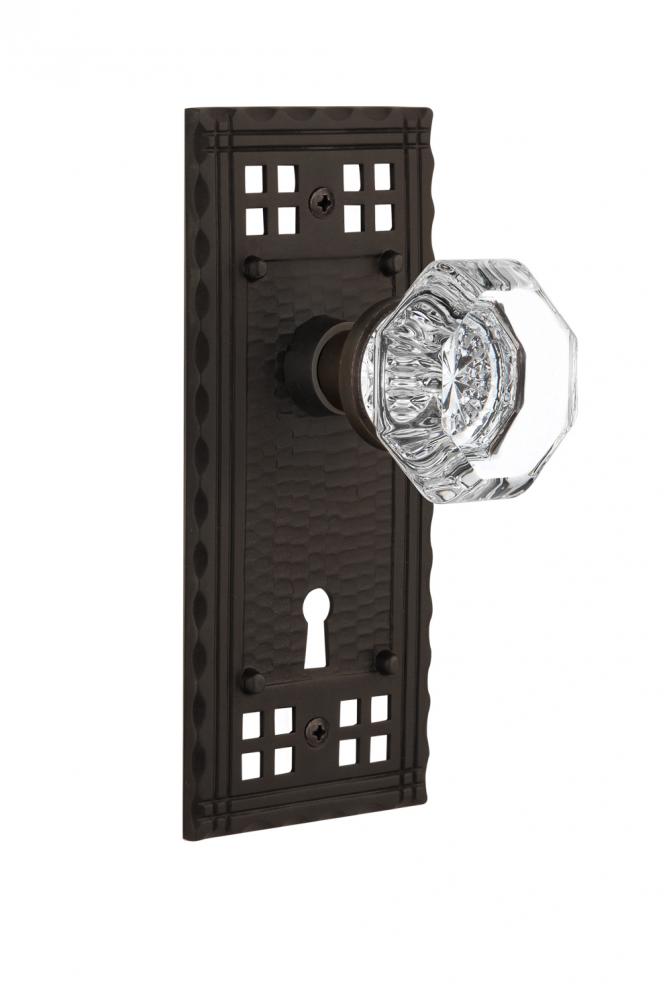 Nostalgic Warehouse Craftsman Plate with Keyhole Privacy Waldorf Door Knob in Oil-Rubbed Bronze
