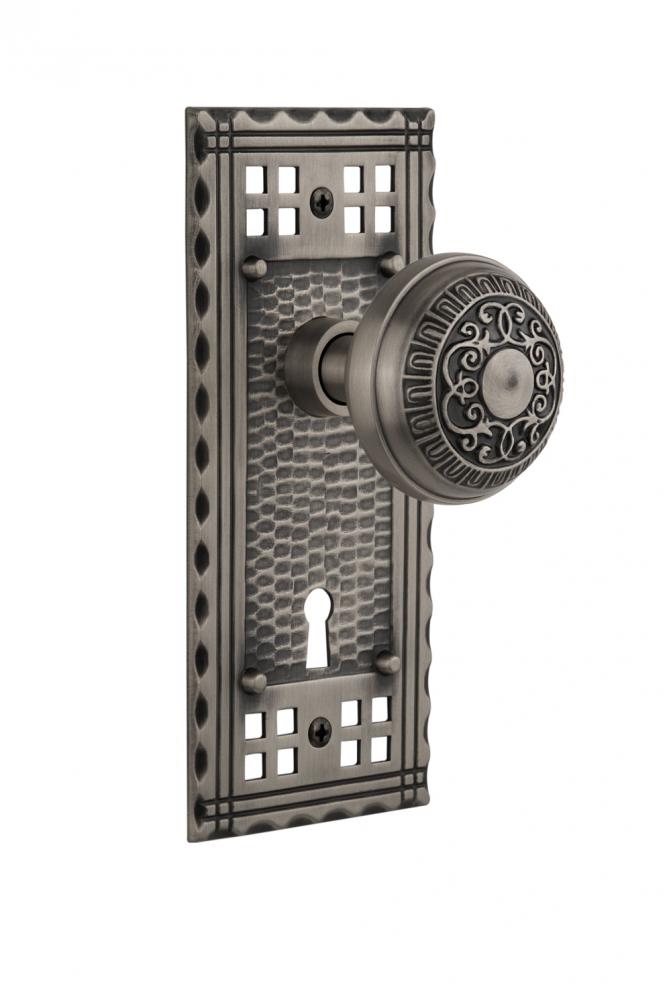 Nostalgic Warehouse Craftsman Plate Interior Mortise Egg & Dart Door Knob in Antique Pewter