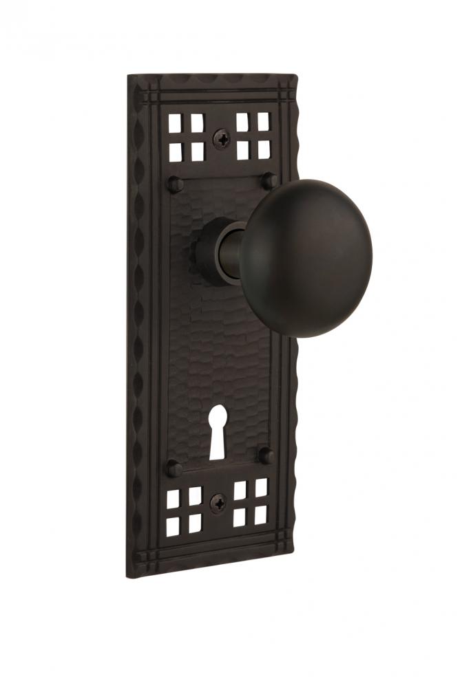 Nostalgic Warehouse Craftsman Plate Interior Mortise New York Door Knob in Oil-Rubbed Bronze