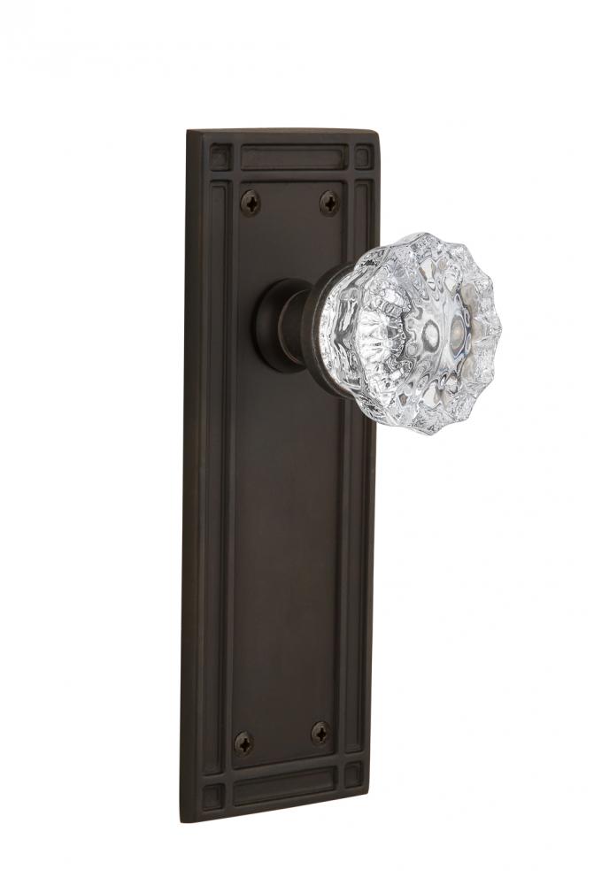 Nostalgic Warehouse Mission Plate Passage Crystal Glass Door Knob in Oil-Rubbed Bronze