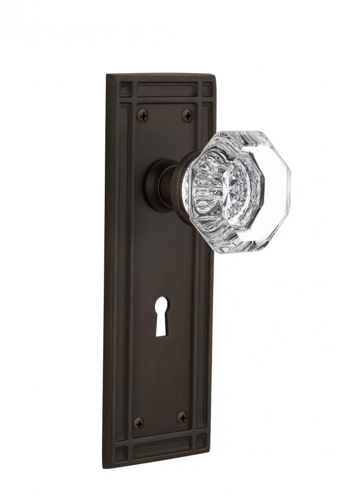 Nostalgic Warehouse Mission Plate with Keyhole Passage Waldorf Door Knob in Oil-Rubbed Bronze