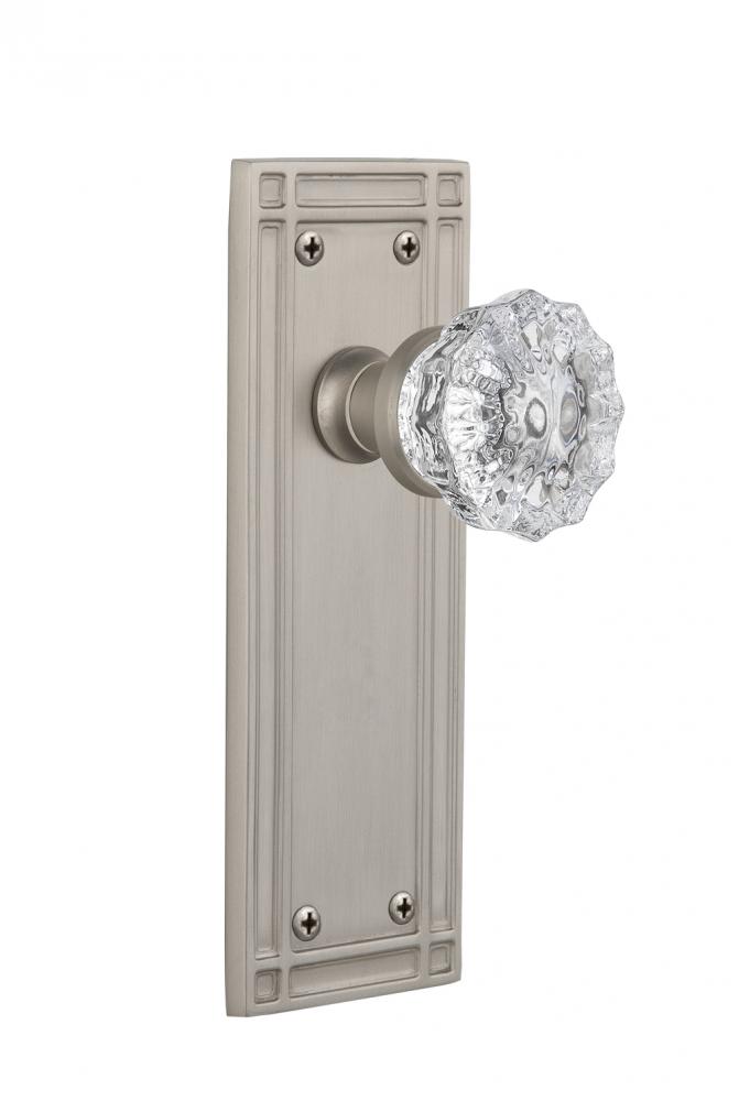 Nostalgic Warehouse Mission Plate Single Dummy Crystal Glass Door Knob in Satin Nickel