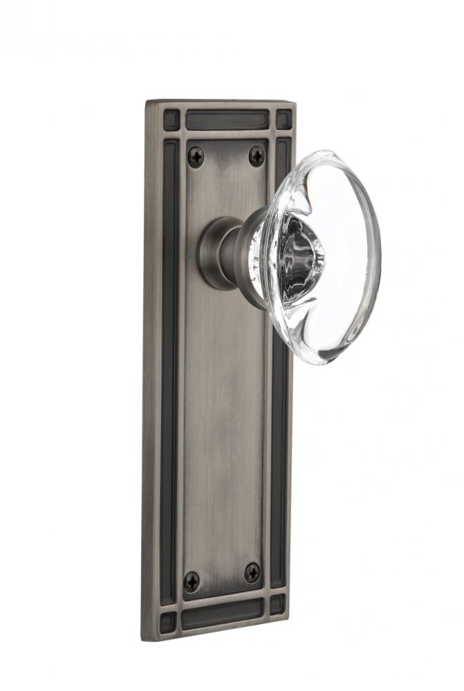 Nostalgic Warehouse Mission Plate Single Dummy Oval Clear Crystal Glass Door Knob in Antique Pewte