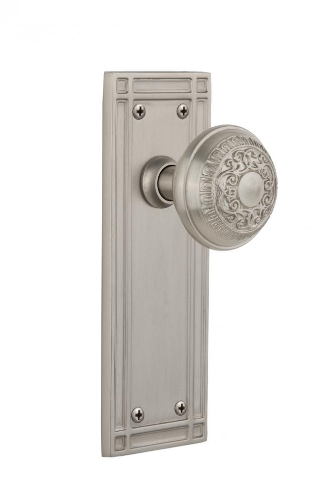Nostalgic Warehouse Mission Plate Privacy Egg & Dart Door Knob in Satin Nickel
