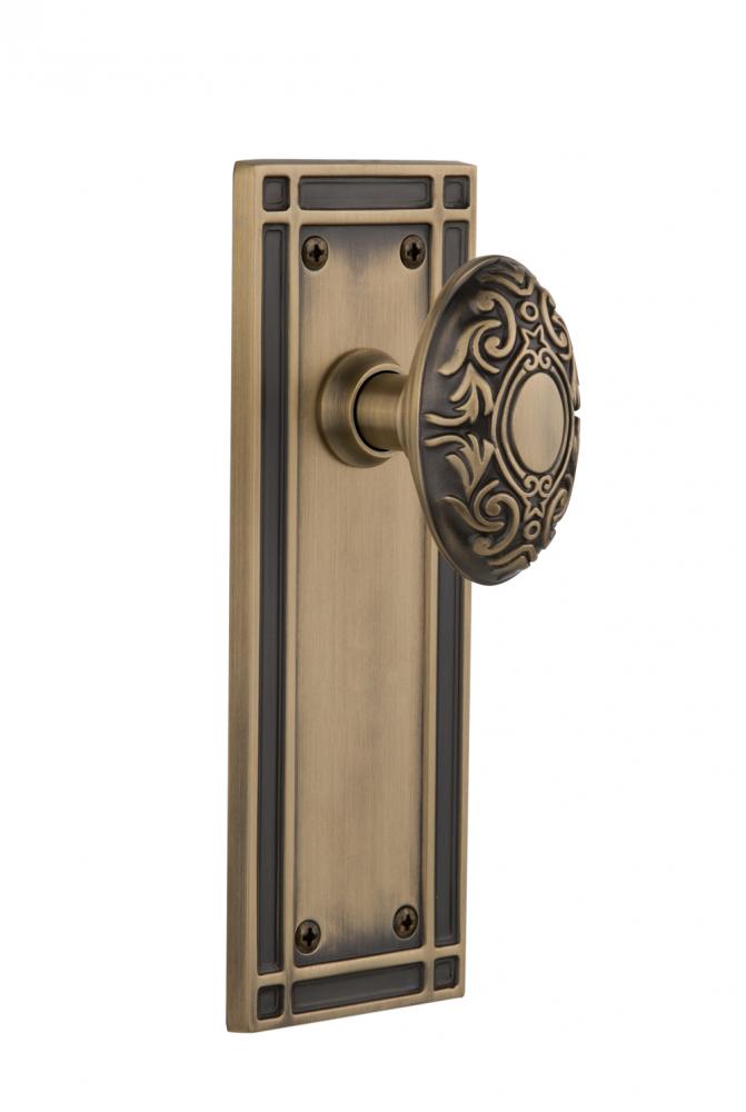 Nostalgic Warehouse Mission Plate Privacy Victorian Door Knob in Antique Brass