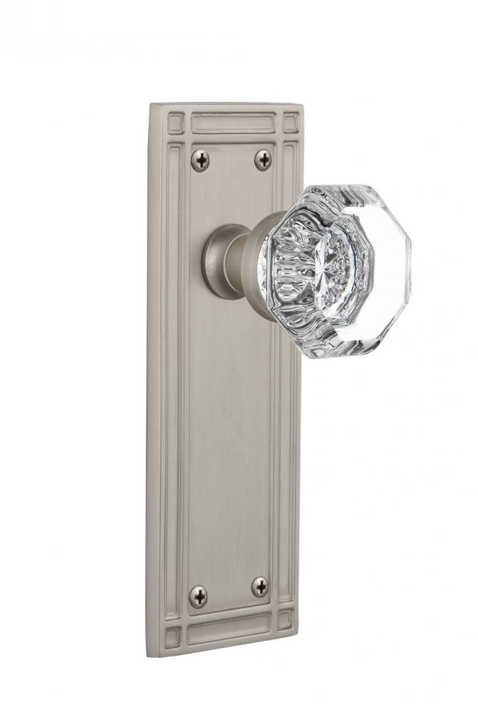 Nostalgic Warehouse Mission Plate Privacy Waldorf Door Knob in Satin Nickel
