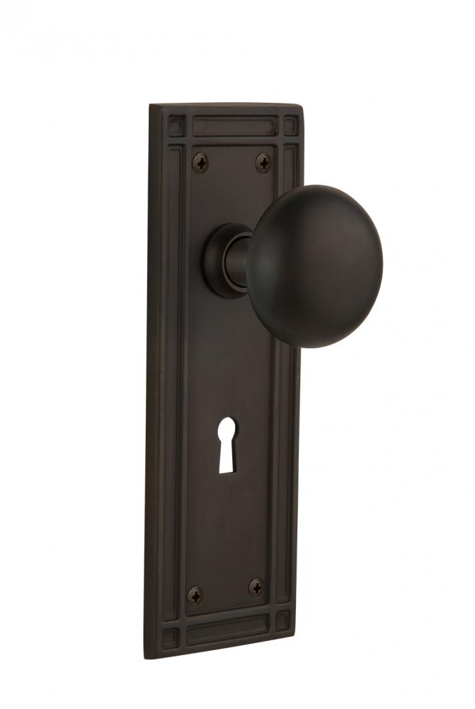 Nostalgic Warehouse Mission Plate Interior Mortise New York Door Knob in Oil-Rubbed Bronze