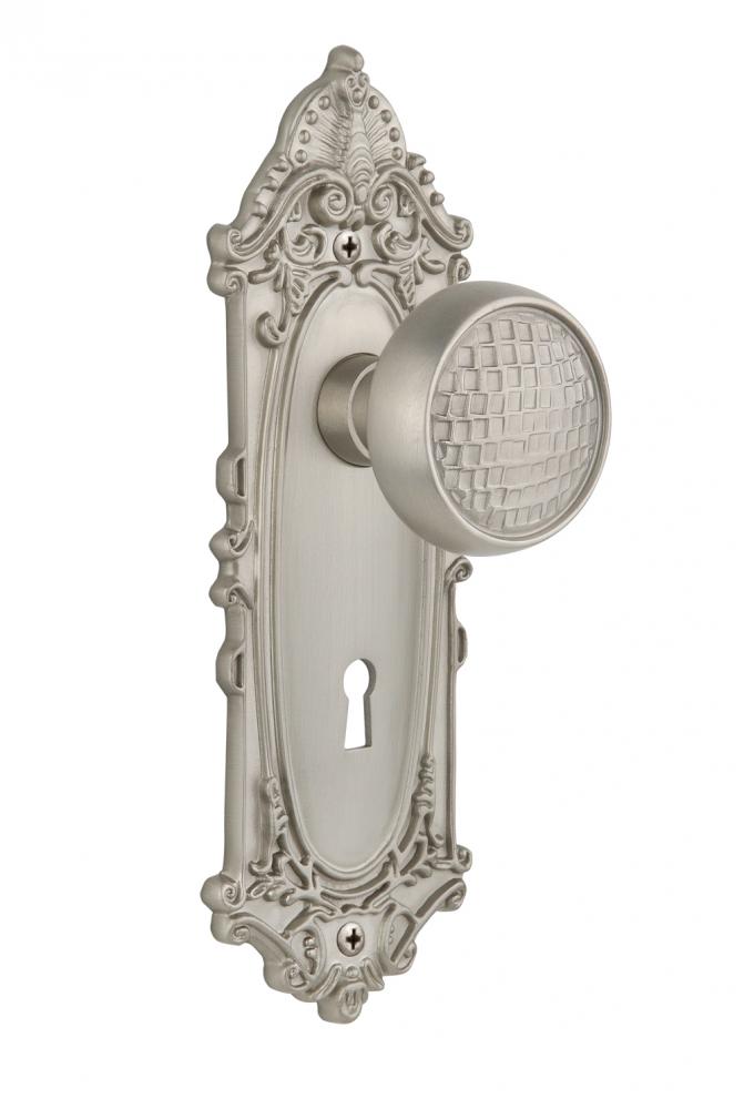 Nostalgic Warehouse Victorian Plate with Keyhole Single Dummy Craftsman Door Knob in Satin Nickel