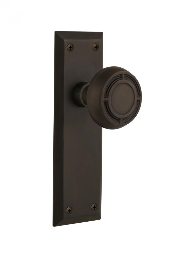 Nostalgic Warehouse New York Plate Single Dummy Mission Door Knob in Oil-Rubbed Bronze